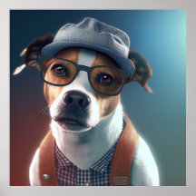 Jack Russell Terrier Hipster Dog Poster