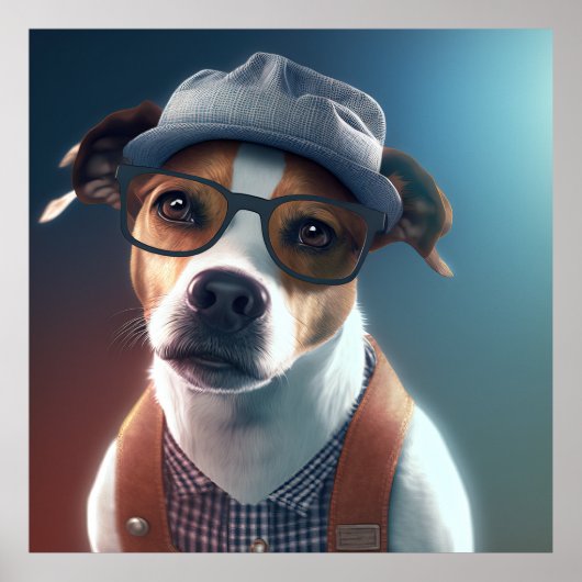 Jack Russell Terrier Hipster Dog Poster (Voorkant)