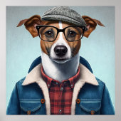 Jack Russell Terrier Hipster Dog Poster (Voorkant)