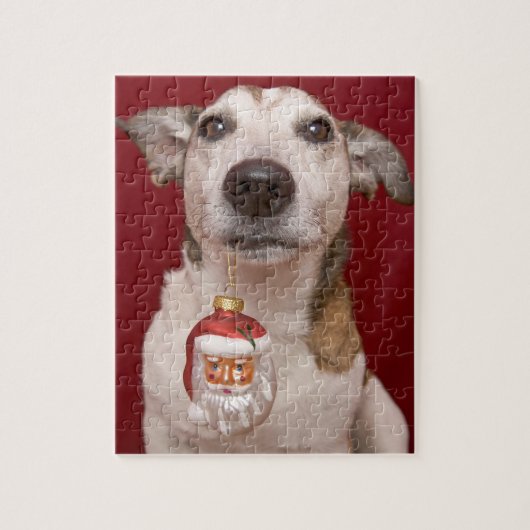 Jack Russell Terrier Holding kerstversiering Legpuzzel (Verticaal)
