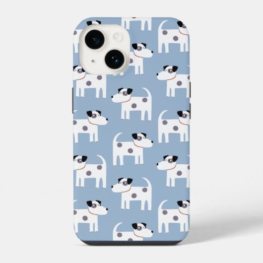 Jack Russell Terrier Hond Blauw iPhone Hoesje (Achterkant)