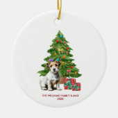 Jack Russell Terrier hond gepersonaliseerde kerst Keramisch Ornament (Voorkant)