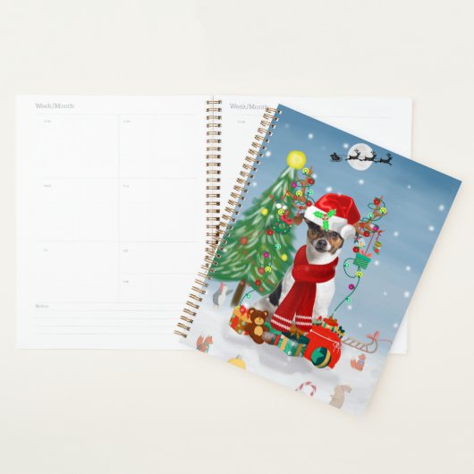 Jack Russell Terrier Hond in Sneeuw Kerstcadeaus Planner (Display)