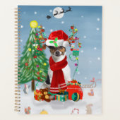 Jack Russell Terrier Hond in Sneeuw Kerstcadeaus Planner (Voorkant)