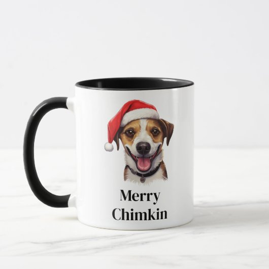 Jack Russell Terrier hond kerstmuts Kerstmis Mok (Links)