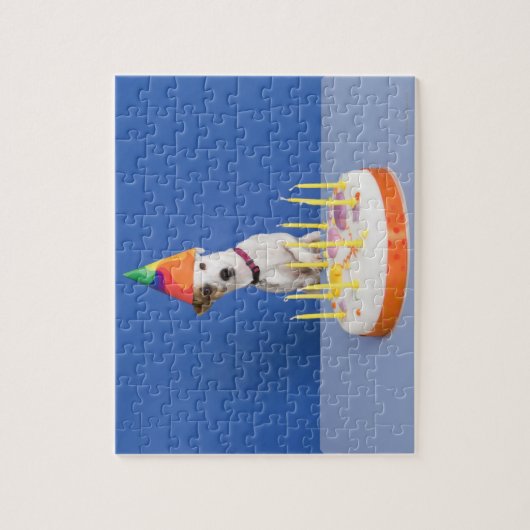 Jack Russell Terrier-hond met pet Legpuzzel (Verticaal)