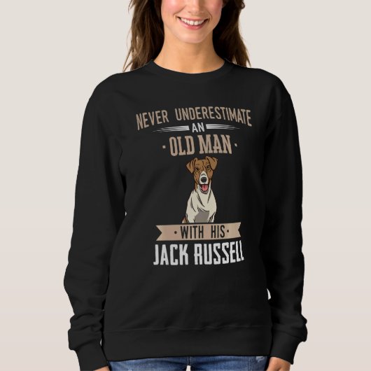 Jack Russell Terrier Hond Oude Man   Trui (Voorkant)