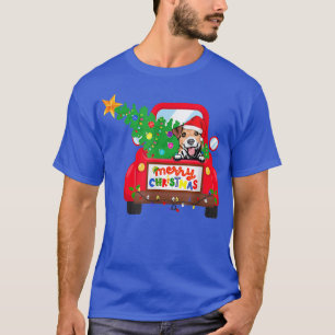 Jack Russell Terrier-hond rijdt in rode vrachtwage T-shirt