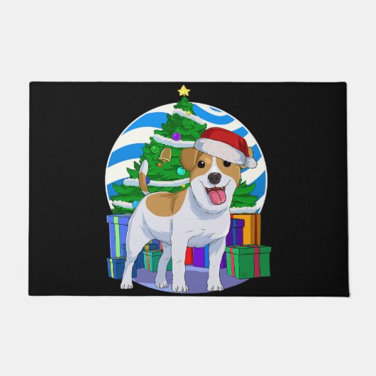 Jack Russell Terrier Hond Santa Kerstboom Deco Deurmat (Voorkant)