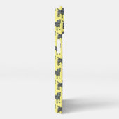 Jack Russell Terrier Hond Silhouet Grid Geel iPhone Hoesje (Rechterkant)