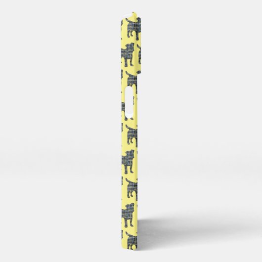 Jack Russell Terrier Hond Silhouet Grid Geel iPhone Hoesje (Rechterkant)