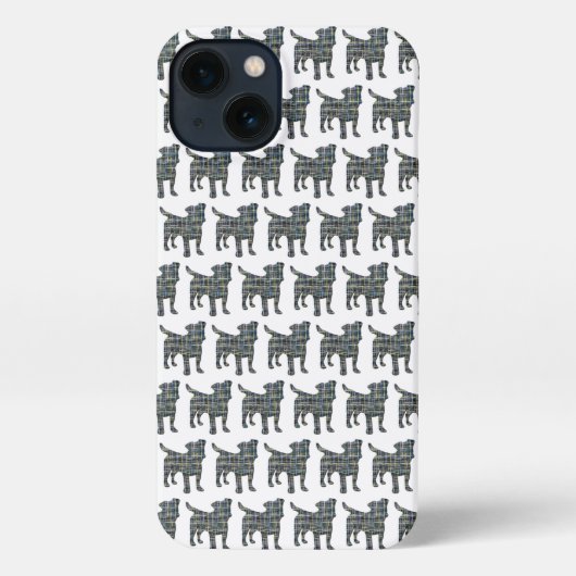 Jack Russell Terrier Hond Silhouet Grid Wit iPhone Hoesje (Achterkant)