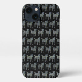 Jack Russell Terrier Hond Silhouet Grid Zwart iPhone 13 Hoesje