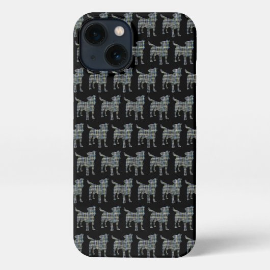 Jack Russell Terrier Hond Silhouet Grid Zwart iPhone Hoesje (Achterkant)