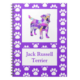 Jack Russell Terriër Hond Silhouet Poot PurplePY&B Notitieboek