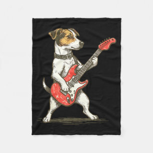 Jack Russell Terrier Hond Speelt Gitaar Rocker Gui Fleece Deken