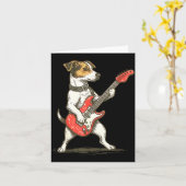 Jack Russell Terrier-hond speelt gitaar Rocker Gui Kaart (Gele Bloem)