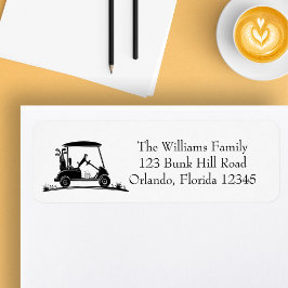 Jack Russell Terrier in golfkar retouradres Etiket