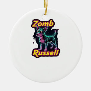 Jack Russell Terrier JRT Zombie Hond Halloween Ess Keramisch Ornament