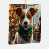 Jack Russell Terrier Kerst Kunst Keramisch Ornament (Rechts)