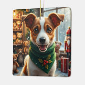 Jack Russell Terrier Kerst Kunst Keramisch Ornament (Links)