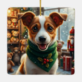 Jack Russell Terrier Kerst Kunst Keramisch Ornament (Achterkant)