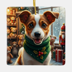 Jack Russell Terrier Kerst Kunst Keramisch Ornament