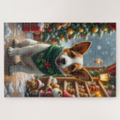Jack Russell Terrier Kerst Kunst Legpuzzel (Horizontaal)