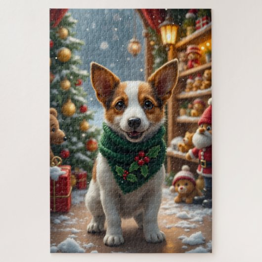Jack Russell Terrier Kerst Kunst Legpuzzel (Verticaal)