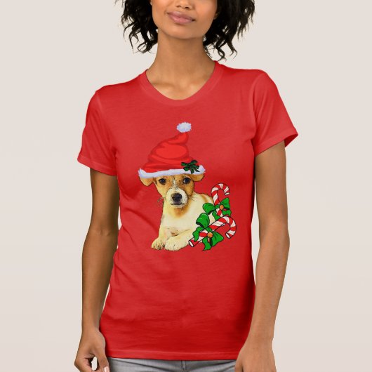 Jack Russell Terrier kerst Merry T-shirt (Voorkant)