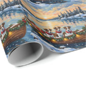 Jack Russell Terrier Kerstboot Vakantie Cadeaupapier (Rol Hoek)