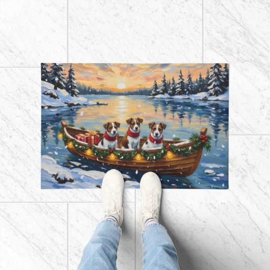Jack Russell Terrier Kerstboot Vakantie Deurmat (Binnen)