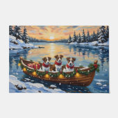 Jack Russell Terrier Kerstboot Vakantie Deurmat (Voorkant)