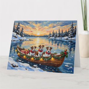 Jack Russell Terrier Kerstboot Vakantie Kaart