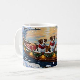 Jack Russell Terrier Kerstboot Vakantie Koffiemok