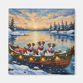 Jack Russell Terrier Kerstboot Vakantie Magneet (Voorkant)