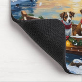 Jack Russell Terrier Kerstboot Vakantie Muismat (Hoek)