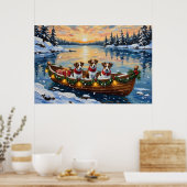 Jack Russell Terrier Kerstboot Vakantie Poster (Keuken)