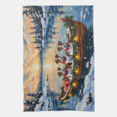 Jack Russell Terrier Kerstboot Vakantie Theedoek (Verticaal)
