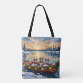 Jack Russell Terrier Kerstboot Vakantie Tote Bag (Achterkant)