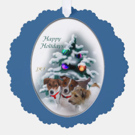 Jack Russell Terrier-kerstcadeaus Ornament Kaart