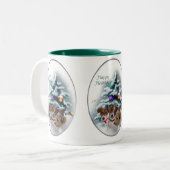 Jack Russell Terrier-kerstcadeaus Tweekleurige Koffiemok (Voorkant links)