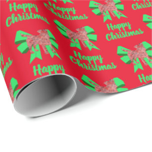 Jack Russell Terrier Kersthond & Groene Strik Rode Cadeaupapier
