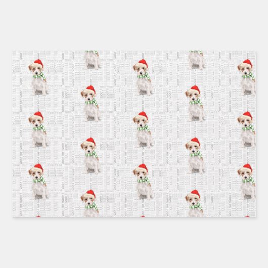Jack Russell Terrier Kersthond Plaid Inpakpapier Vel (Voorkant 2)