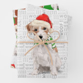 Jack Russell Terrier Kersthond Plaid Inpakpapier Vel (In situ)