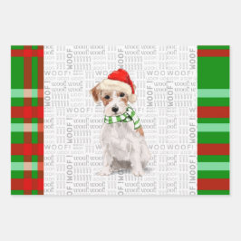 Jack Russell Terrier Kersthond Plaid Inpakpapier Vel