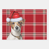 Jack Russell Terrier Kersthond Red Plaid Inpakpapier Vel (Voorkant 3)