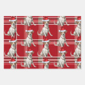 Jack Russell Terrier Kersthond Red Plaid Inpakpapier Vel (Voorkant 2)