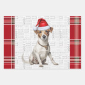 Jack Russell Terrier Kersthond Red Plaid Inpakpapier Vel (Voorkant)
