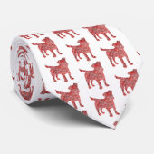 Jack Russell Terrier Kersthond Silhouette White Stropdas (Opgerold)